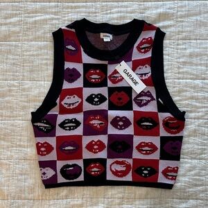 Garage Multicolor Lip Pattern Knit Tank